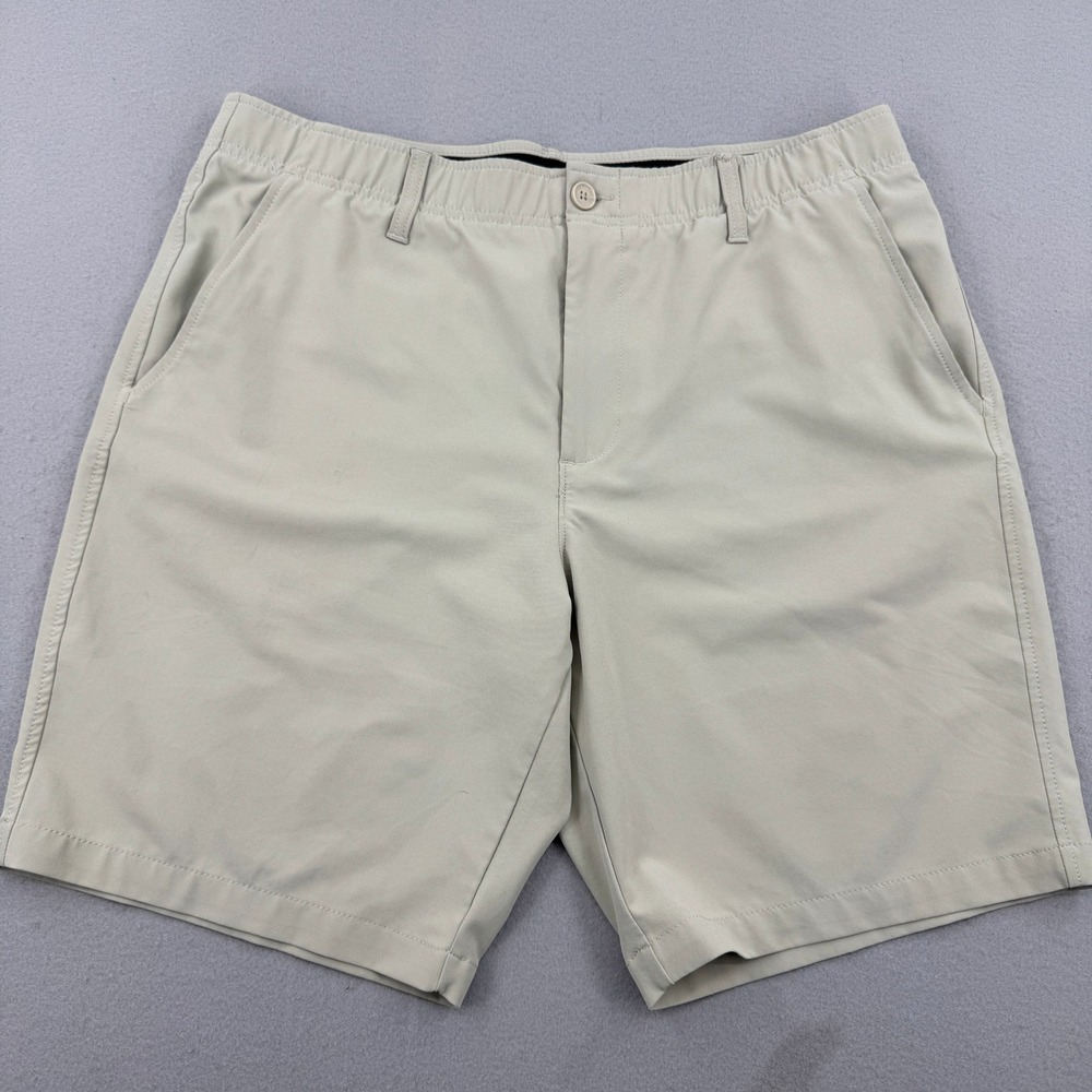 Under Armour Mens Golf Shorts Beige Size 38 Flat Front Performance‎ Athleisure